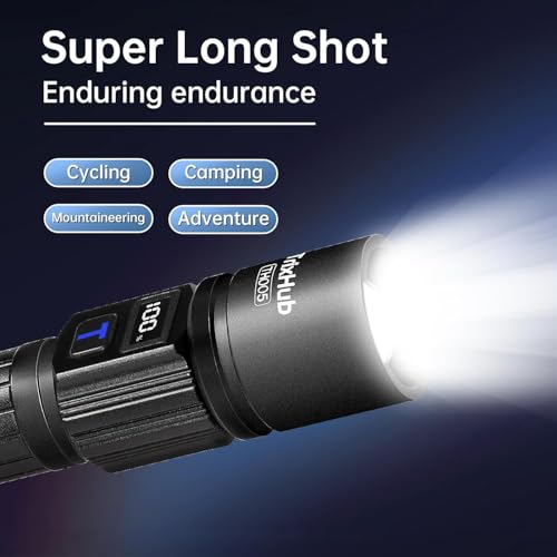 TrixHub Rechargeable Flashlights High Lumens, 5Mode Flash Light with LCD Digital Display, Super Bright Flashlight Adjustable Tactical Flashlight, High Powered LED Handheld Flashlight for Home - size: 1Pack