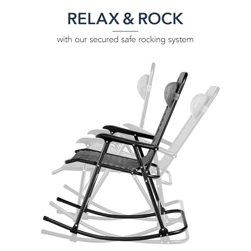 Best Choice Products Outdoor Zero Gravity Rocking Chair, Folding Reclining Patio Lounge Chair with Adjustable Pillow for Lawn, Beach, Camping - Gray - color: Gray