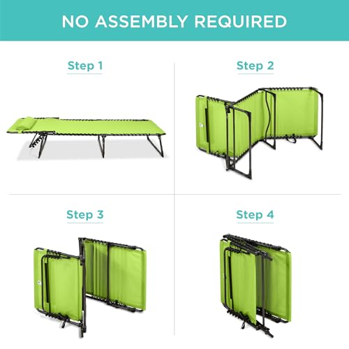 Best Choice Products Patio Chaise Lounge Chair, Portable Outdoor Folding Recliner for Lawn, w/ 8 Positions, Handles, 300lb Capacity - Lime Green - color: Lime Green