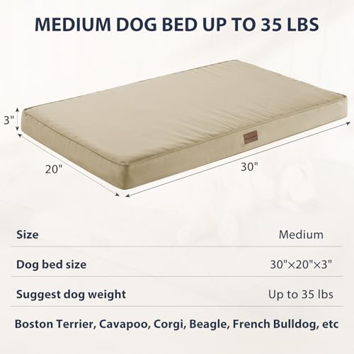 BFPETHOME Outdoor Dog Bed for Large Dogs, Waterproof, Orthopedic with Removable Washable Cover, Egg Crate Foam Mat (30 x 20in, Beige) - color: Beige, size: 30.0"l X 20.0"w X 3.0"th