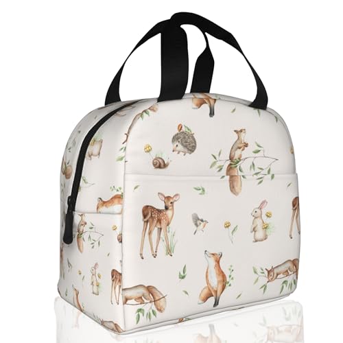 Watercolor Animals,Deer Hedgehog Fox Bunny Squirrel Forest Lunch Box,Insulated Lunch Bag for Girls Boys,Reusable Lunch Box for Kids Adults School Student Work Picnic Travel - color: Watercolor Animals,Deer Hedgehog Fox Bunny Squirrel Forest