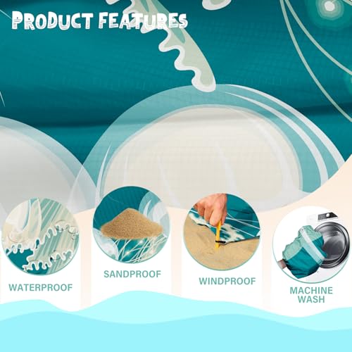 Beach Blanket Waterproof Sandproof 1-7 Adult Oversized 78 '' × 81 '' Lightweight Durable Compact Sand Free Extra Large Beach Mat for Travel Camping Hiking Picnic - color: Jellyfish, size: 78“x81”