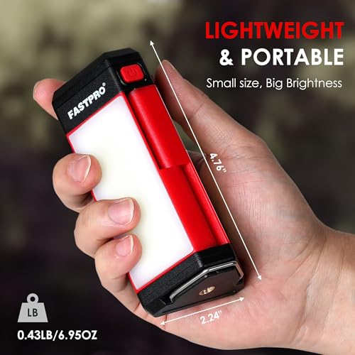 FASTPRO LED Camping Lantern, Rechargeable Camp Light with Max 1000LM, 4000mAh, Small & Portable Flashlight for Camping, Outdoor Survival, Hiking, Hurricane Power Outages, Emergency-Red - color: Red