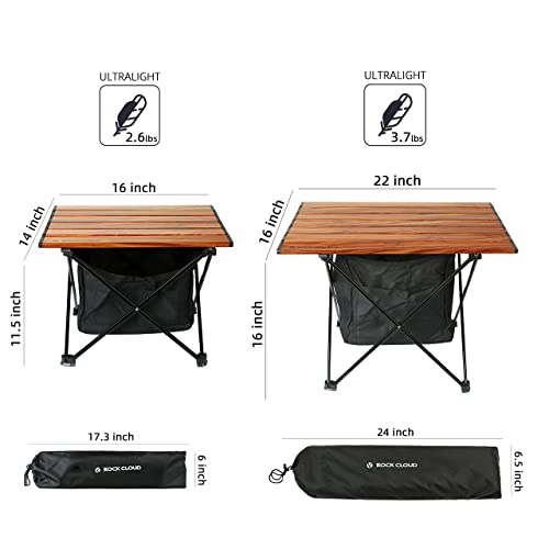 ROCK CLOUD Portable Camping Table Ultralight Aluminum Camp Table with Storage Bag Folding Beach Table for Camping Hiking Backpacking Outdoor Picnic, Size M - color: Wood Grain, With Storage Bag, size: Medium