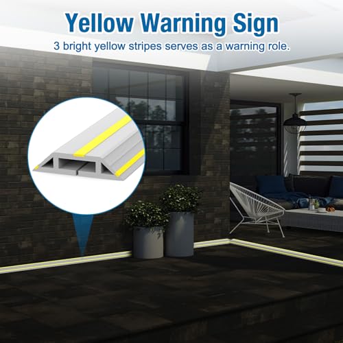 Eapele Floor Cable Cover Protector,Heavy Duty PVC Duct Easy to Unroll,Prevent Cable Trips and Protect Wires,Perfect for Home Office or Outdoor (Gray - 10ft) - color: Yellow & Grey, size: 10 feet-1pc