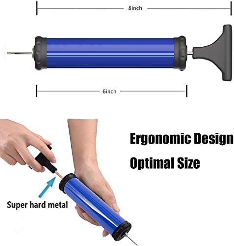 HDNNC Portable Ball Pump, Air Pump with 4 Needles 2 Nozzle 1 Extension Hose Great for Basketball Football Volleyball Soccer - style: Blue/Manual