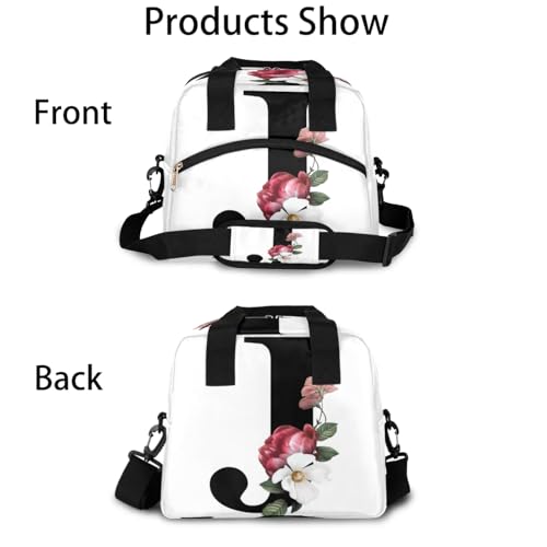 Letter J Insulated Lunch Bag for Women Men Reusable Waterproof Lunch Box Cooler Tote Bag One shoulder portable meal bag Portable Adult Lunchbox for Work Picnic Hiking Beach - color: Letter J