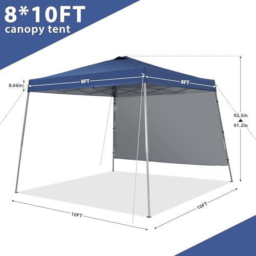 GDY 10x10 FT Pop Up Canopy Outdoor Instant Tent Slant Legs with a Sidewall,Equipment Vents, Portable Gazebo Shelter for Patio, Deck, Beach and Garden,Navy Blue. - color: Navy Blue