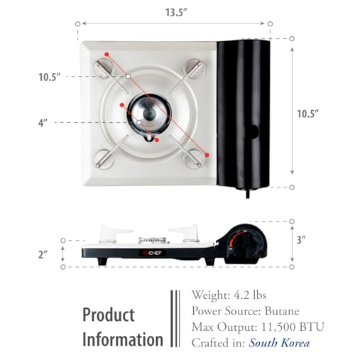 TECHEF - AGNI Portable Butane Gas Stove Burner, Made in Korea (Stove + 4 Butane) - size: Slim Design Stove + 4 Butane