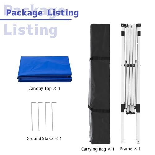 Pop-up Canopy Tent, 10x10 Foot, Slant Legs with Carrying Bag, Gazebo Shelter for Patio Deck Garden and Beach, 8x8 Foot Cover Included, Blue - color: Blue