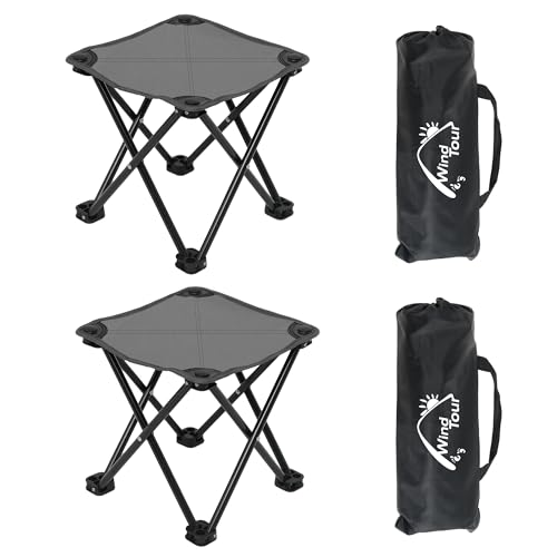Wind Tour Portable Folding Camping Stool Outdoor Camping Lightweight Samll Chair for Fishing Hiking Gardening and Beach with Carry Bag (Medium Grey -2) - color: Medium Grey -2