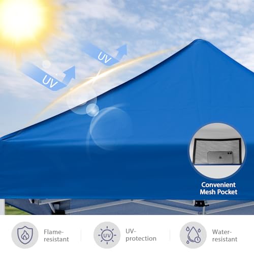 5x5 Pop Up Canopy Tent, Instant Portable Beach Canopy, Outdoor Tent with Carry Bag for Camping, Sports, Tailgating, Events, Blue - color: Blue, size: W/O Wall