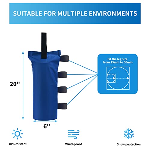 Joramoy Heavy Duty Canopy Weight Bags(120LBS) for Pop up Tent, Leg Canopy Weights Sand Bags for Instant Outdoor Sun Shelter Patio Umbrella,Set of 4, Blue(Without Sand) - color: Blue, size: 120lbs