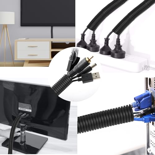 25ft - 3/4 inch Flame Retardant Split Wire Loom Tubing with Installation Tool - Flexible Wire Covers Cord Protectors - Black - size: 3/4"-25ft
