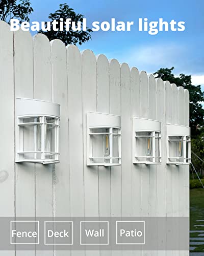 Solar Fence Lights, 12 Pack Waterproof Solar Lights Outdoor, 3000K Warm White LED Outdoor Solar Lights for Fence Garden Yard Step Stairs Patio Décor - color: White, size: 12 Pack