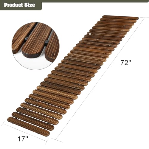 6 FT Roll Out Garden Pathway Straight 2 PCS - Non-Slip Wooden Walkway with Rounded Edges, Instant Outdoor Decoration