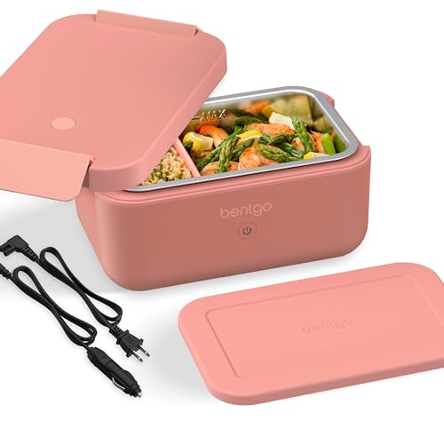 Bentgo Heat - Electric Lunch Box - Portable Food Warmer for Adults, Heated Lunch Box for Work, Travel, School & On the Go, Plug Into Wall or Car, Ideal for Ages 14+, 12V/24V & 120V Cords (Pink Spice) - color: Pink Spice