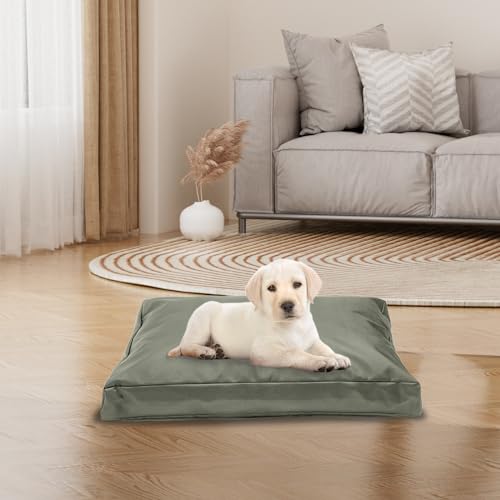 Replacement Dog Bed Cover,Heavy Duty Waterproof Removable 36" L x 27" W x 4" H Reusable Dog Bed Covers with Zipper.Grey Green,Cover Only - color: Grey Green, size: 36" L x 27" W x 4" H