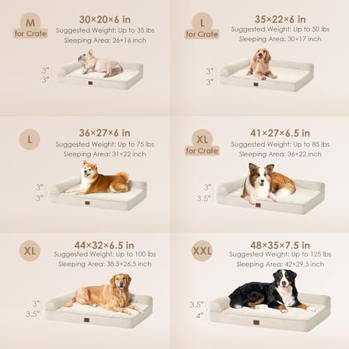 EHEYCIGA XXL Dog Bed Memory Foam, Orthopedic Giant Dog Bed Jumbo with Washable Removable Cover, Waterproof Pet Sofa Couch with Nonskid Bottom, 48x35x7.5, Beige - color: Beige, size: 48.0"L x 35.0"W x 7.5"Th