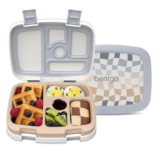 Bentgo Kids 5-Compartment Leak-Proof Bento-Style Lunch Box (Whimsy & Wonder Collection) - Ideal for Ages 3-7, Drop-Proof & Durable, Dishwasher Safe, & PFAS & BPA-Free Materials (Checker Gradient) - color: Checker Gradient
