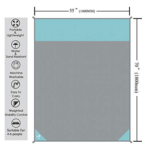 Ultra Picnic Blanket- Portable Pocket Picnic Sheet for Outdoor Multiple Use,Best Mat for Travel & Festivals, Lightweight Waterproof & Quick Drying with 4 Portable Tent Pegs (Blue)