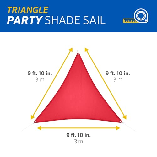 Coolaroo Party Shade Sail - 90% UV Block Lightweight Outdoor Sun Shade with Ropes, Portable Breathable Shade for Picnics, Playdates, or Events, 9ft 10in. Triangle, Red - color: Red