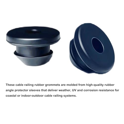 50-Pack Black Cable Railing Rubber Grommets for 1/8" 5/32" 3/16" Stainless Steel Wire, Level Metal Post Protector Sleeves, Indoor & Outdoor