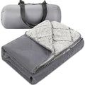 Tranqun Large Outdoor Blanket 78'' x 55'' Quilted Windproof Waterproof Gray Fleece Sandproof Stadium Foldable Warm Blanket for Camping Picnic Sporting Events Cold Weather