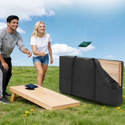 ALSLEA Cornhole Board Carry Bag - Heavy-Duty 600D Oxford Storage Case Fits 4'x2' Regulation Boards | Tailgate, Beach, Backyard Game Transport & Organizer Black - color: Black-1 Pockets