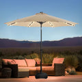 wikiwiki 9FT Solar Led Patio Umbrella with Base Included, 32 LED Lights, 8 Sturdy Ribs, Fade Resistant Waterproof POLYESTER DTY Canopy for Garden, Lawn, Deck, Backyard & Pool, Beige - color: Beige, size: 9FT