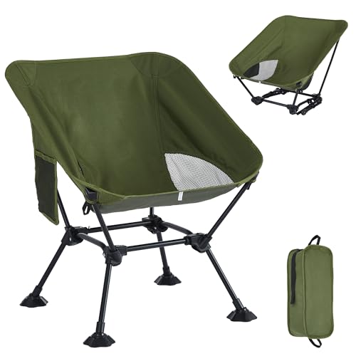 Ultralight Camping Chair,Compact Folding Chair with Anti-Sinking Large Feet and Storage Bag,Lightweight Backpack Chair for Naturehike,Travel,Beach,Hiking - color: Army Green