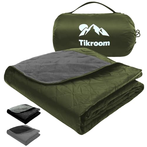 Large Waterproof Outdoor Camping Blanket, 80 x 58 inch Fleece Picnic Blankets Windproof Travel Stadium Blanket for Beaches Pets Car Camp Picnic Mat for Both Cold & Warm Weather - color: Green