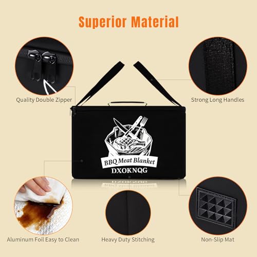 BBQ Insulated Food Bag - 5-Layer Thermal Cooler/Warmer for Grilling, Picnics | Collapsible, Waterproof, Large Capacity (Fits Roasts, Burgers & More) - color: Black