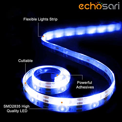 echosari Blue Led Strip Lights Waterproof Battery Operated with Remote, 8 Modes, Dimmable, Timer, Self-Adhesive, Cuttable, 3M 90Led Battery Strip Led Light for Indoor Outdoor Decor - color: Blue, size: 9.8Ft