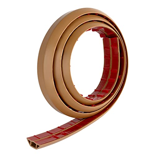 Rubber Bond Cord Cover Floor Cable Protector - Strong Self Adhesive Floor Cord Covers for Wires - Low Profile Extension Cord Covers for Floor & Wall - color: Brown - One Thick Cord, size: 8 Feet