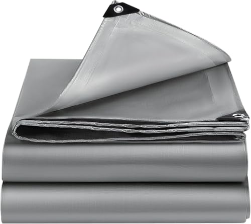 Sliver Tarps Heavy Duty Waterproof, 12 Mil Large Tarps with Grommets and Reinforced Edges, UV Tear Fade Resistant, Heavy Duty Tarps for Outdoors Patio Camping, 9 * 12FT - color: Silver-12 Mil, size: 9*12FT