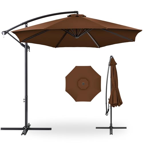 Best Choice Products 10ft Offset Cantilever Hanging Market Patio Umbrella, 8 Sturdy Ribs, Easy Adjustment - Brown - color: Brown, size: Offset