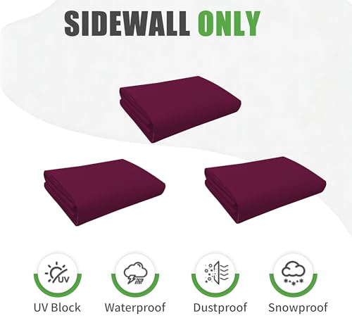 3PCS Grill Gazebo Replacement Canopy Sidewall, 5' x 8' Outdoor BBQ Gazebo Canopy Sunwall,(Burgundy) - color: Burgundy