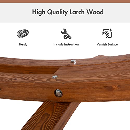 ANOW 13.5FT Curved Wood Hammock Stand Only, Heavy Duty Larch Wood Hammock Arc Stand with 2 Chains, 4 Carabiners and 4 Balance Ropes, 400 LBS Weight Capacity - color: Larch Wood