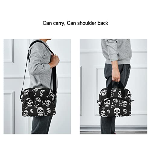 Gothic Skeleton Insulated Lunch Bag Reusable Lunch Tote Bag Cooler Bag for Women Men Adult Lunch Box with Adjustable Shoulder Strap Leakproof Lunch Bag for Work School Picnic Camping - color: Gothic Skeleton