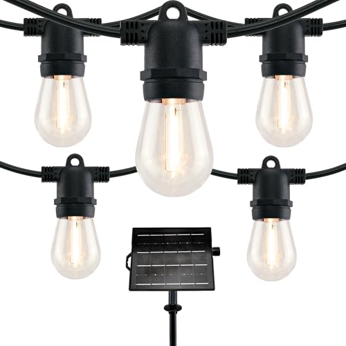 LED Patio String Lights, 35ft 18 Lights Solar Powered, E26 Socket with S14 Bulbs Weatherproof Outdoor Bistro Lights (18 Lights - Solar) - color: 18 Lights - Solar