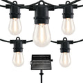 LED Patio String Lights, 35ft 18 Lights Solar Powered, E26 Socket with S14 Bulbs Weatherproof Outdoor Bistro Lights (18 Lights - Solar) - color: 18 Lights - Solar