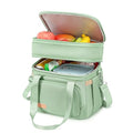 MAPLELILY Lunch Box for Men Women - Double Deck Insulated Lunch Bag, Large Leak Proof Tote Cooler, Wide Open Dual Compartment Lunch Bags with Shoulder Strap, For Work Picnic Hiking Beach, Green - color: Green