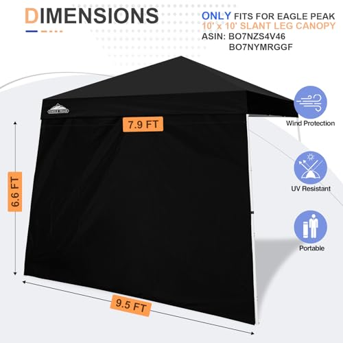 EAGLE PEAK Sunwall/Sidewall for 10x10 Slant Leg Canopy Only, 1 Sidewall, Black - color: Black