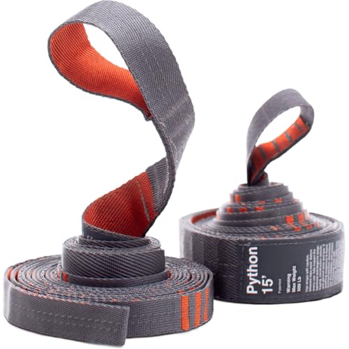 KAMMOK: Python 15' Tree Friendly Hammock Straps | Woven, No-Stretch, Knotless, Durable Holds up to 500lbs, (Lightweight for Hiking, Camping, Backpacking), Set of 2 w/Stuff Sack - size: Python15