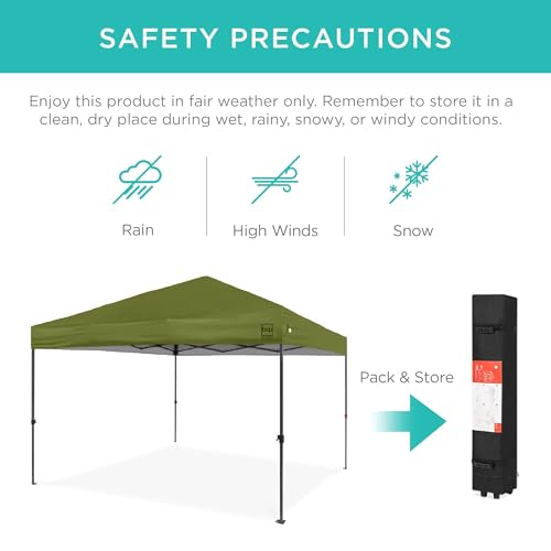 Best Choice Products 10x10ft Pop Up Canopy Tent, Outdoor Shade, 1 Person 1 Minute Set Up, Carry Case, 4 Weight Bags - Olive Green - color: Olive Green, size: 10x10ft