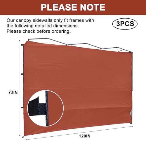 KAMPKEEPER 10X10 Canopy Tent Sidewalls with Zipper for Canopy Frame, 3Pcs Sunwalls Only, UPF50+ Waterproof Side Walls(Red) - color: Red