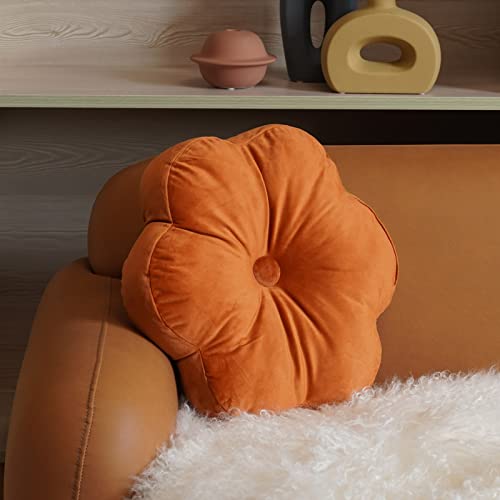 ARTMAGIC Flower Shaped Velvet Decorative Throw Pillow Cushion Ultra Soft Cute Daisy Boho Pillow Floor for Couch Bed Sofa Gift (Burnt Orange) - color: Burnt Orange