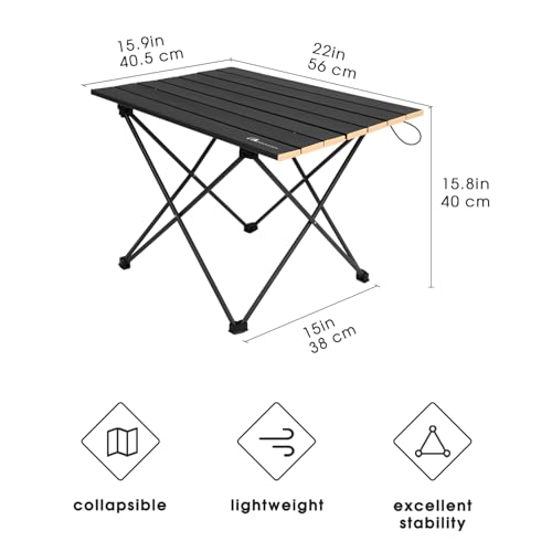 MOON LENCE Ultralight Folding Camping Table, Compact, Portable with Carry Bag, for Outdoor Cooking, Picnic, Camp, Boat, Travel (Black, Gold Side - M) - color: Gold, size: Medium