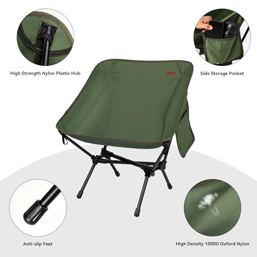 TOBTOS 2 Pack Ultralight Camping Chair, Portable Folding Backpacking Chair, Compact Camping Chair with Carry Bag for Outdoor Camp Hiking Backpack Beach Travel (Green) - color: Green-2 Pack